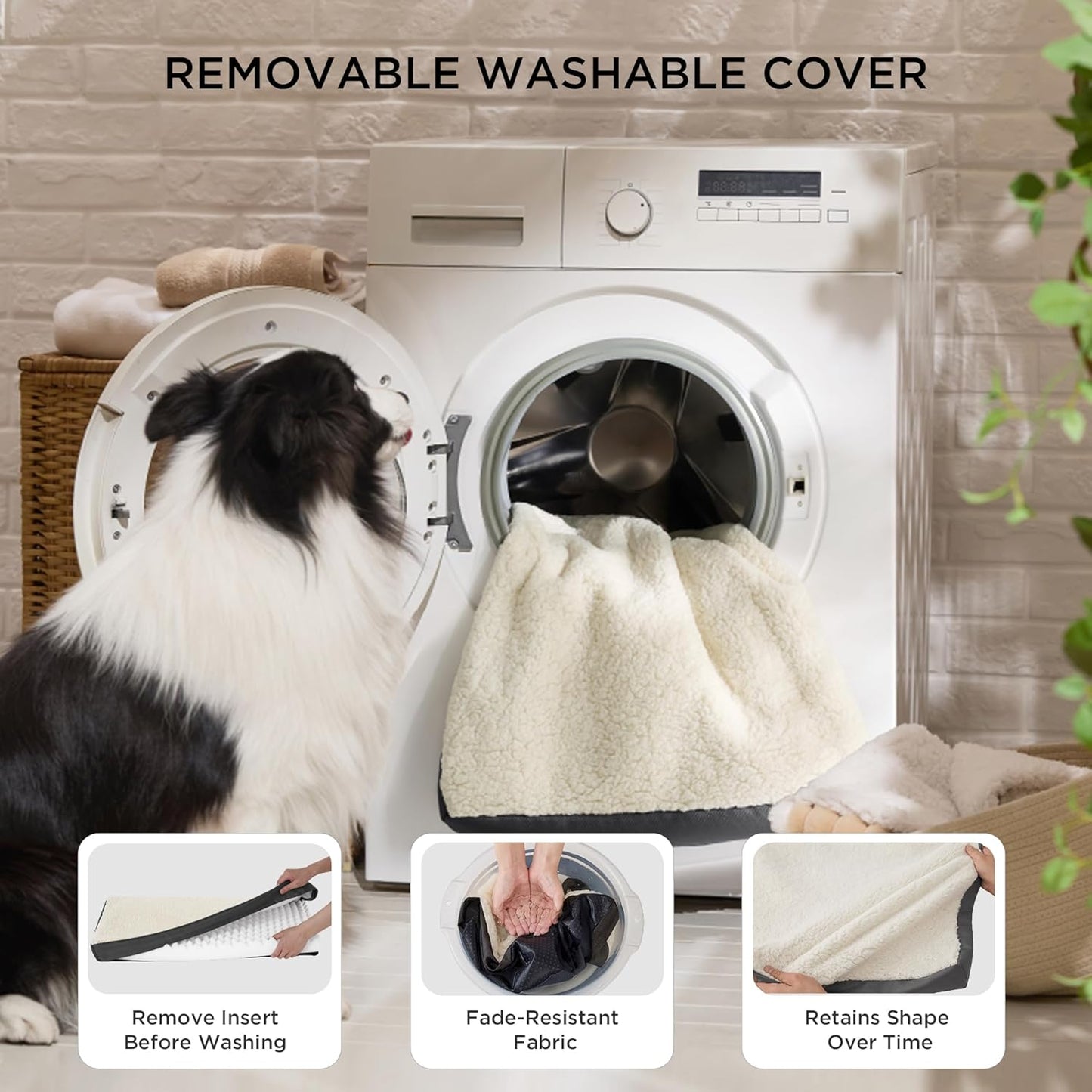 Bedsure Extra Large Orthopedic Dog Bed - Plush Sherpa Fleece with Washable Cover for Ultimate Comfort and Support for Dogs Up to 100 lbs