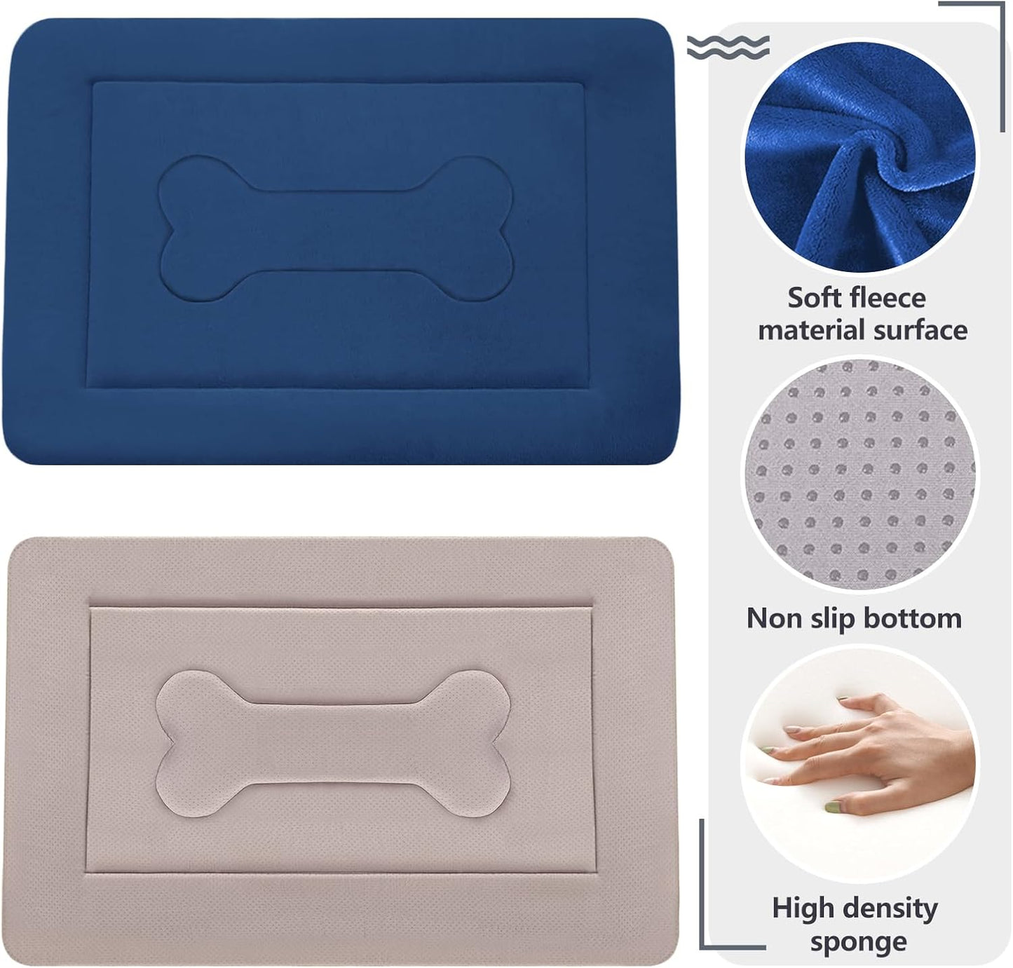 Luxurious Dark Blue Non-Slip Dog Bed - Large Crate Mat for Ultimate Comfort and Support
