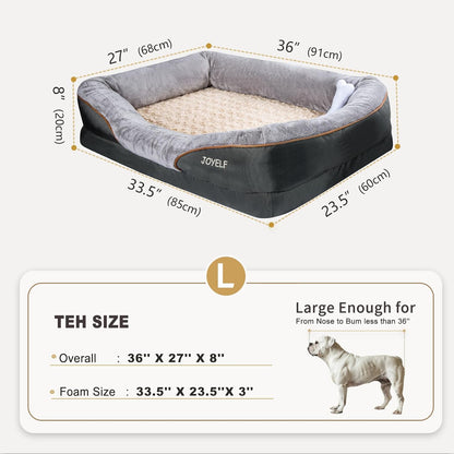 Luxurious Large Memory Foam Orthopedic Dog Bed with Removable Washable Cover and Complimentary Squeaker Toy