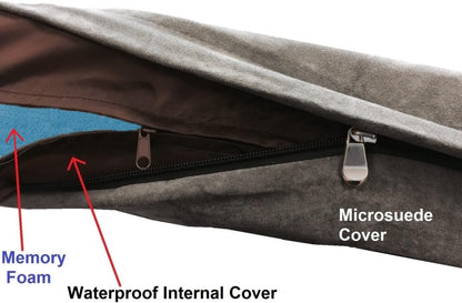 Luxurious Orthopedic Dog Bed with Premium Memory Foam – Waterproof, Washable Microsuede Cover in Gray – Perfect for Medium to Large Breeds (41"x27"x4")
