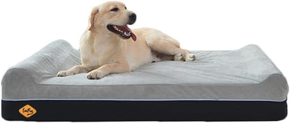 Luxurious Orthopedic Memory Foam Extra Large Dog Bed - Perfect Comfort for Large Breeds (50"x36"x10", Slate Gray) with Durable Waterproof Liner & Removable Washable Cover