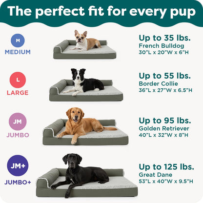 Luxurious Orthopedic Dog Bed for Large Dogs - Removable Bolsters & Washable Cover - Perfect for Pups Up to 95 lbs in Woodsmoke