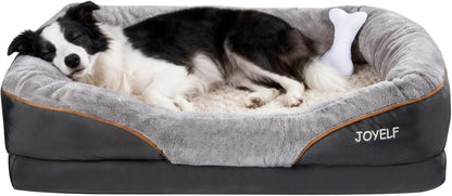 Luxurious Large Memory Foam Orthopedic Dog Bed with Removable Washable Cover and Complimentary Squeaker Toy
