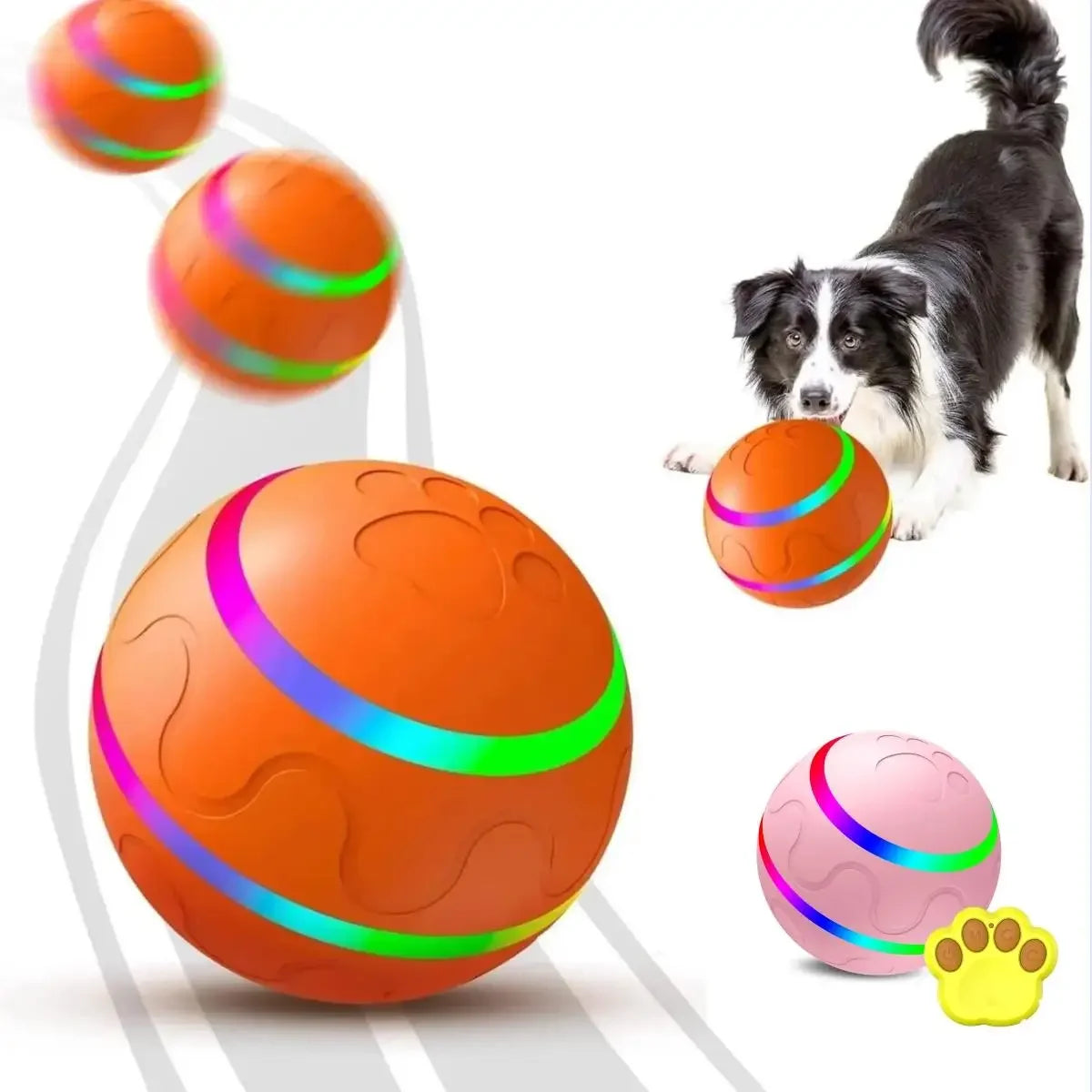 Engaging Smart Interactive Dog Ball - Remote Control, Flashing, Waterproof Toy for Active Chewers