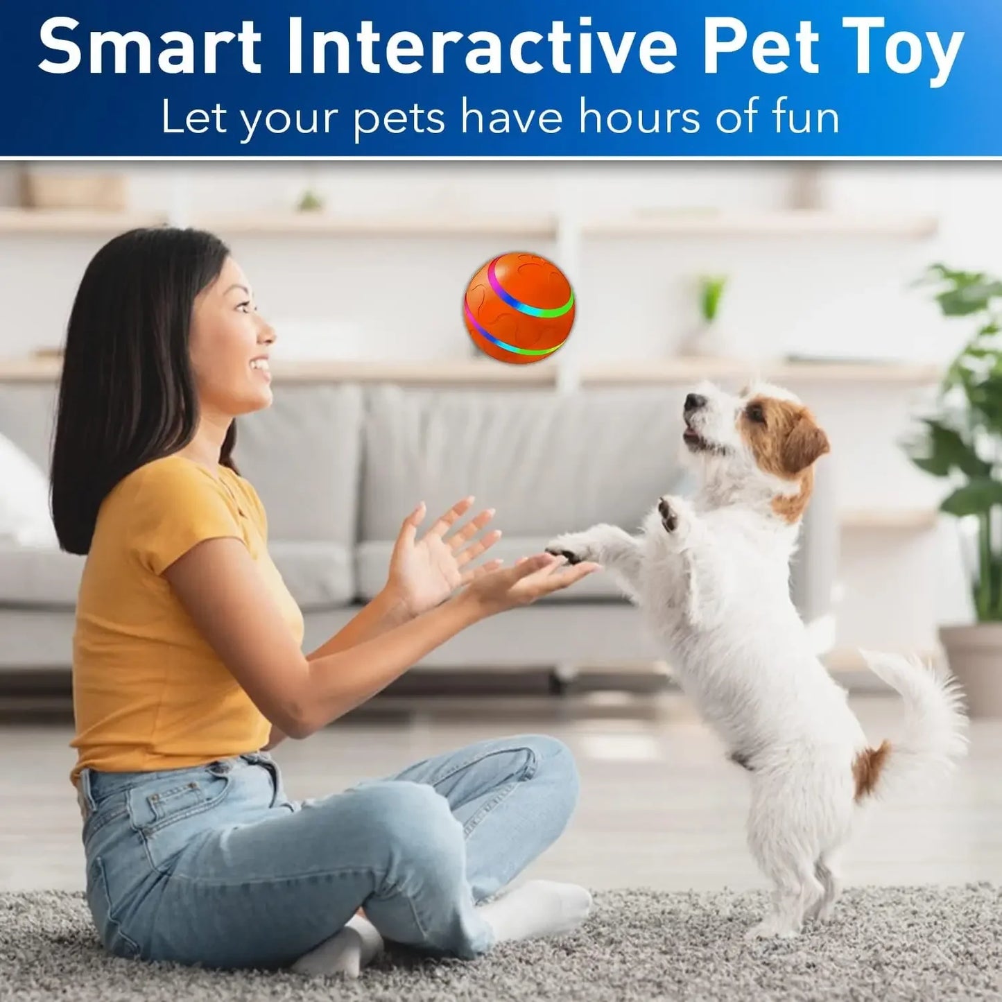 Engaging Smart Interactive Dog Ball - Remote Control, Flashing, Waterproof Toy for Active Chewers