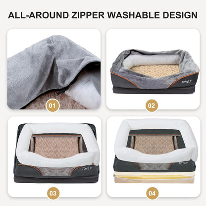 Luxurious Large Memory Foam Orthopedic Dog Bed with Removable Washable Cover and Complimentary Squeaker Toy