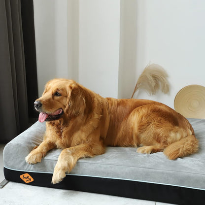 Luxurious Orthopedic Memory Foam Extra Large Dog Bed - Perfect Comfort for Large Breeds (50"x36"x10", Slate Gray) with Durable Waterproof Liner & Removable Washable Cover