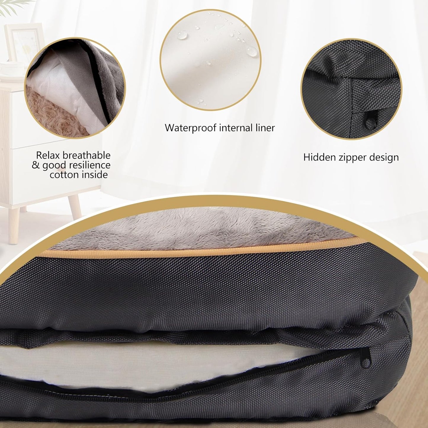 Luxurious Large Memory Foam Orthopedic Dog Bed with Removable Washable Cover and Complimentary Squeaker Toy