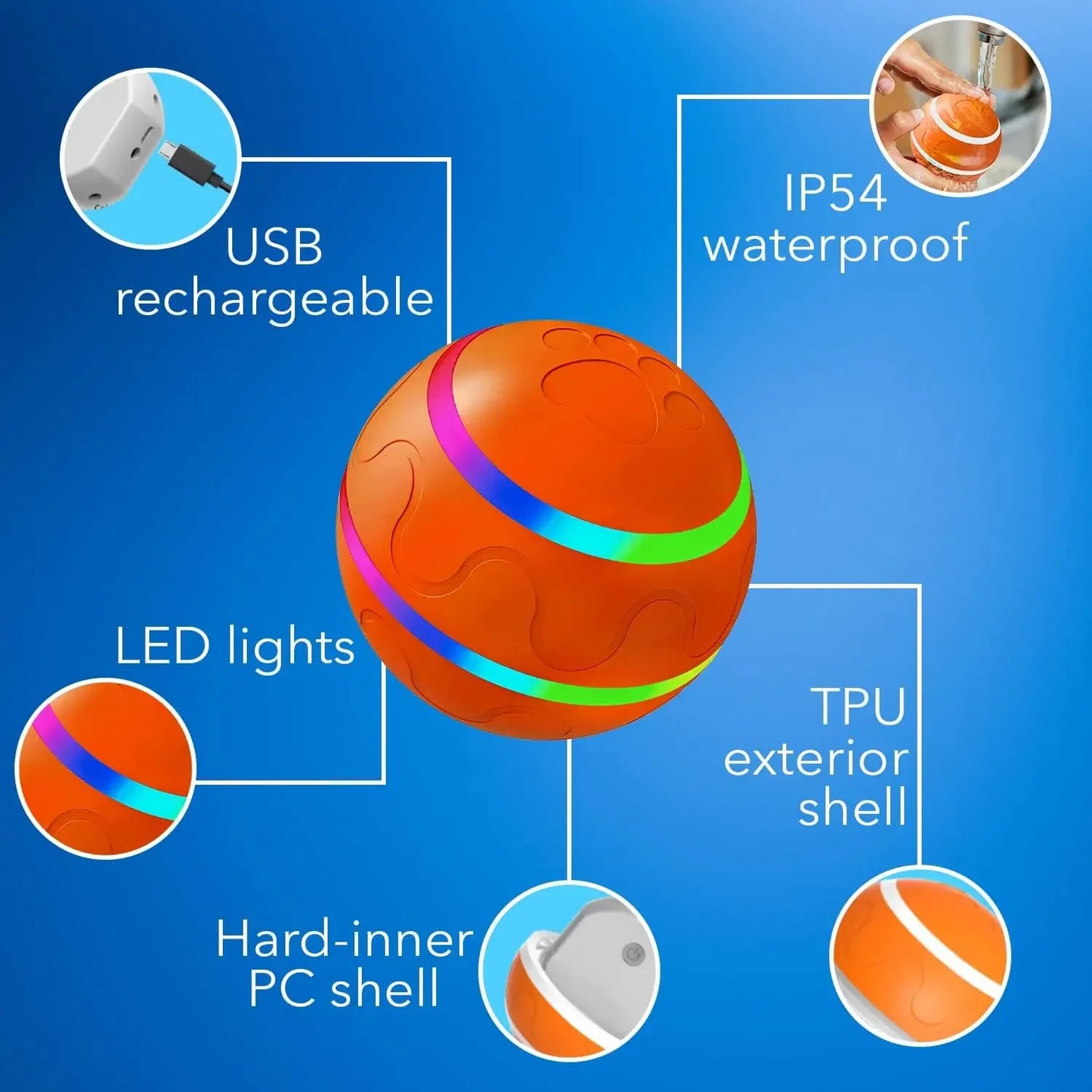 Engaging Smart Interactive Dog Ball - Remote Control, Flashing, Waterproof Toy for Active Chewers