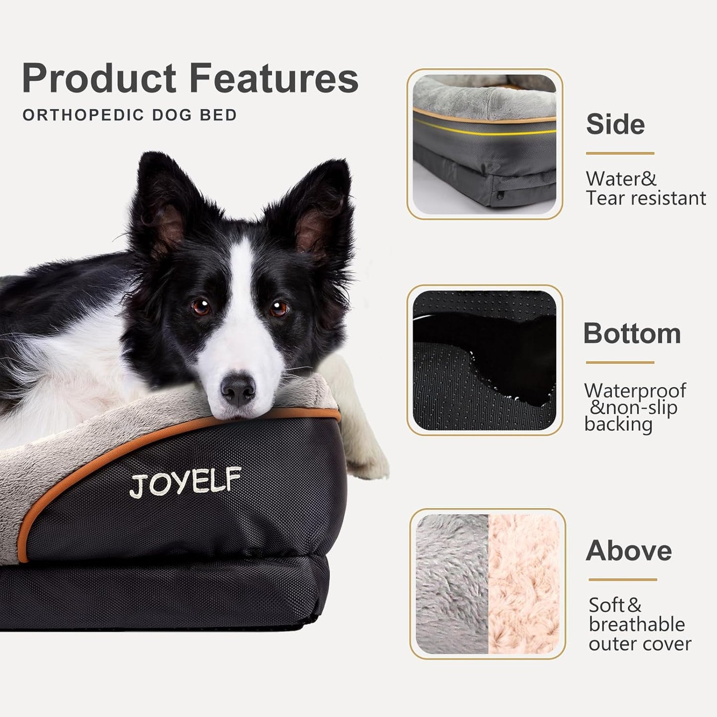 Luxurious Large Memory Foam Orthopedic Dog Bed with Removable Washable Cover and Complimentary Squeaker Toy