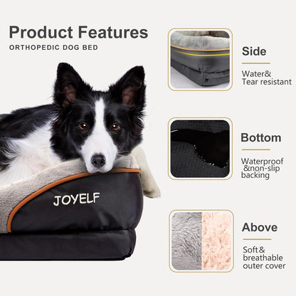 Luxurious Large Memory Foam Orthopedic Dog Bed with Removable Washable Cover and Complimentary Squeaker Toy