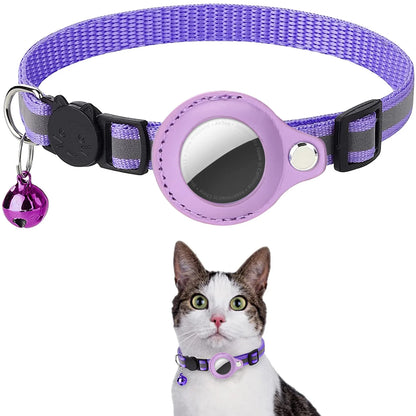 Revolutionary Cat AirTag Holder Collar - Breakaway Design with Reflective Strips, Adjustable Fit, and Waterproof Cat Bell