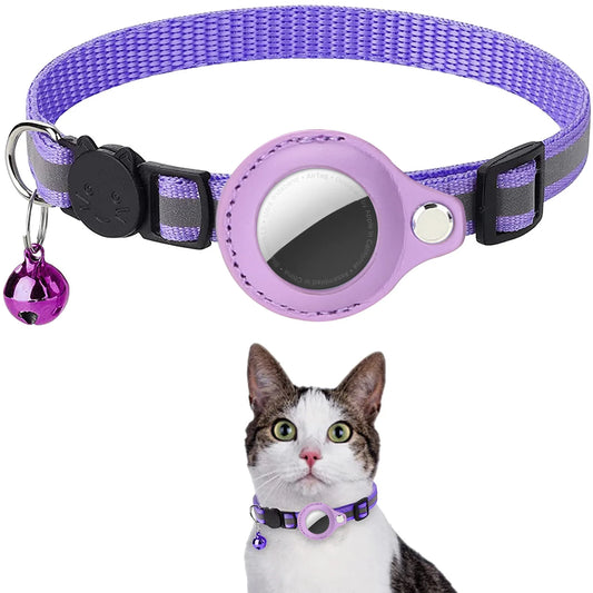 Revolutionary Cat AirTag Holder Collar - Breakaway Design with Reflective Strips, Adjustable Fit, and Waterproof Cat Bell