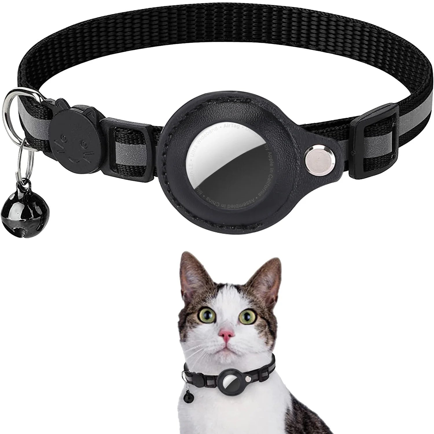 Revolutionary Cat AirTag Holder Collar - Breakaway Design with Reflective Strips, Adjustable Fit, and Waterproof Cat Bell