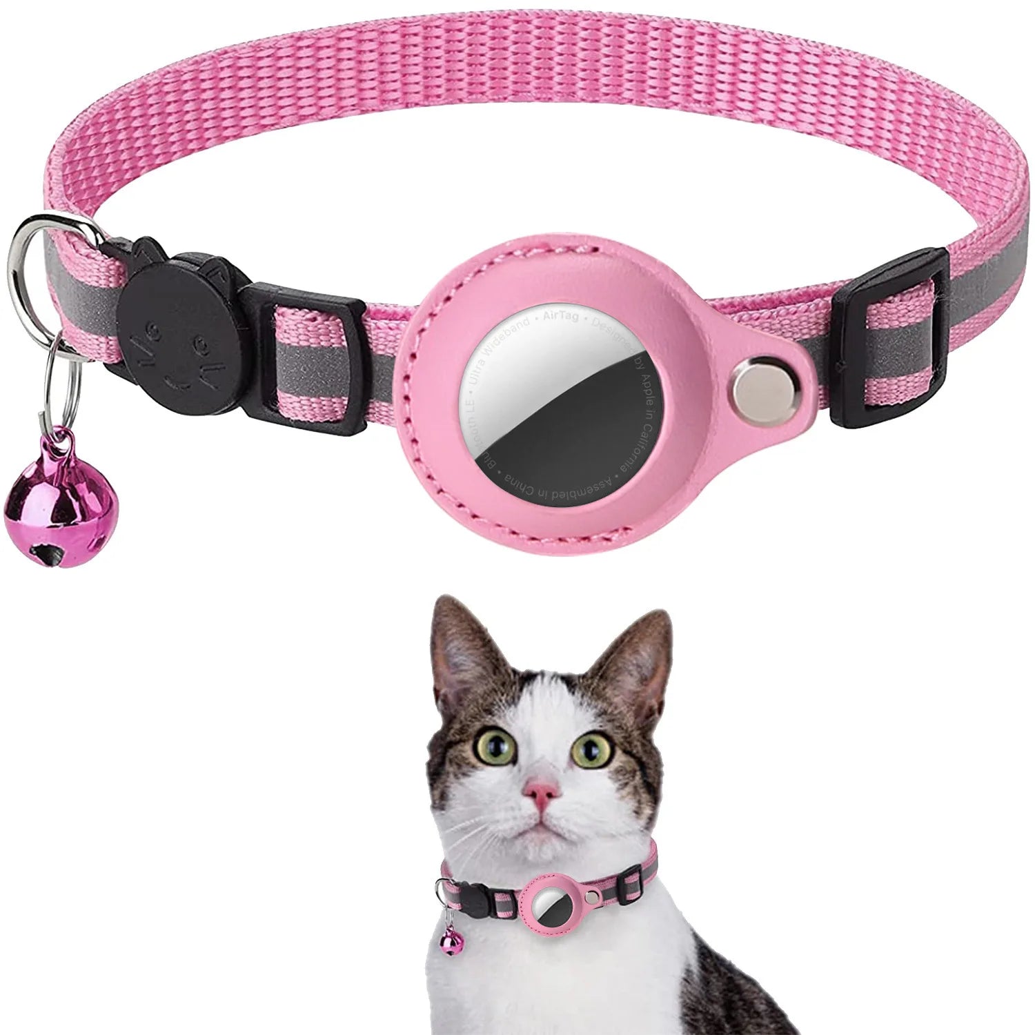 Revolutionary Cat AirTag Holder Collar - Breakaway Design with Reflective Strips, Adjustable Fit, and Waterproof Cat Bell