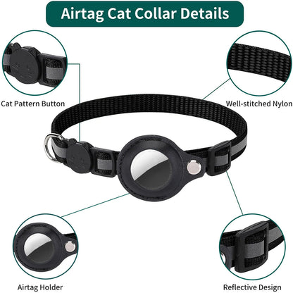 Revolutionary Cat AirTag Holder Collar - Breakaway Design with Reflective Strips, Adjustable Fit, and Waterproof Cat Bell