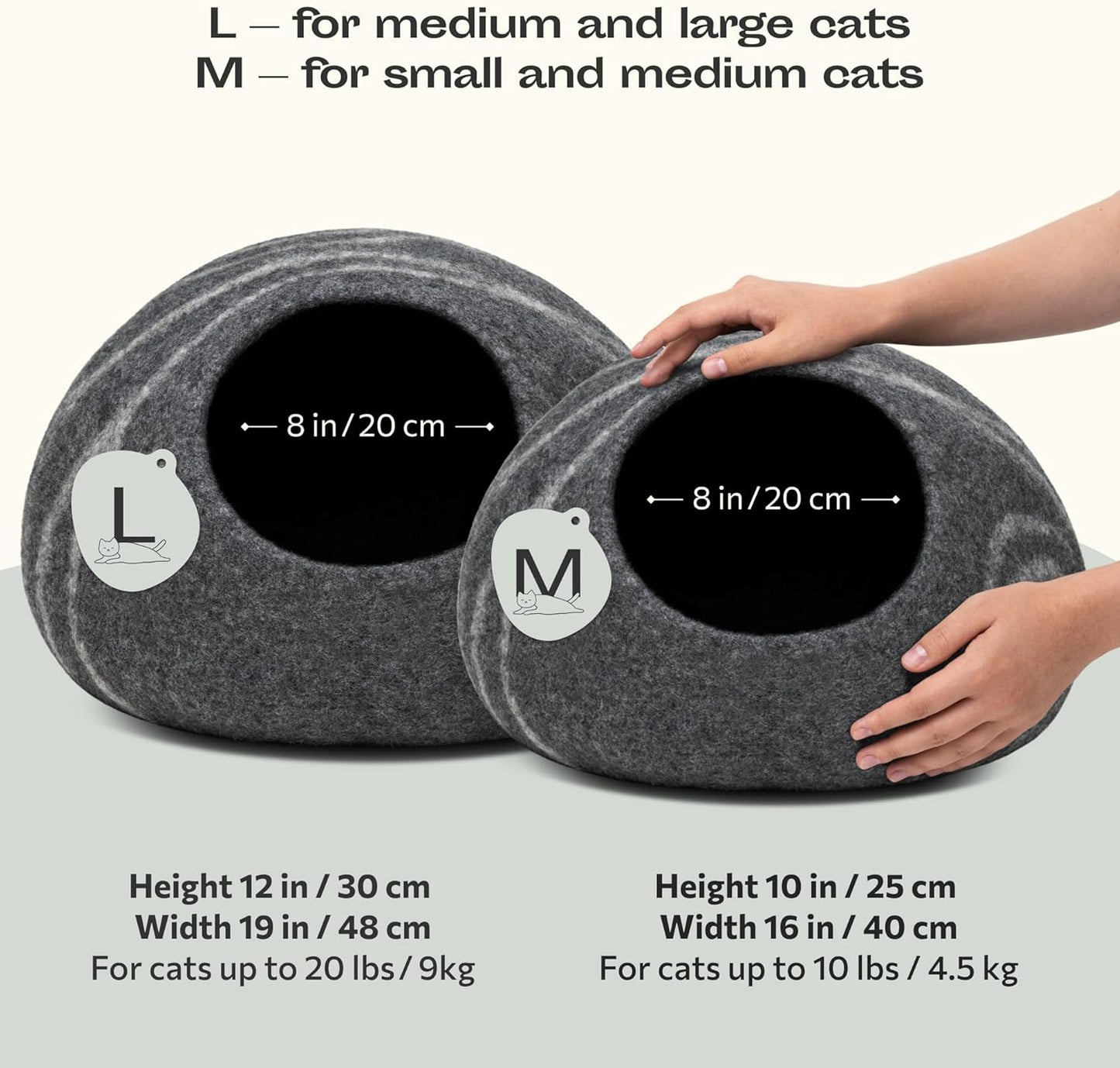 Stylish Dark Grey Cat Cave – Handcrafted Merino Wool Bed for Indoor Cats, Perfectly Cozy and Eco-Friendly