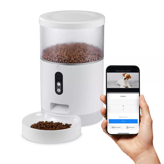 HOM Smart Pet Feeder - Tailored Automatic Feeding Solution for Cats and Dogs with App Control and 4L Capacity
