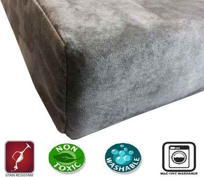 Luxurious Orthopedic Dog Bed with Premium Memory Foam – Waterproof, Washable Microsuede Cover in Gray – Perfect for Medium to Large Breeds (41"x27"x4")