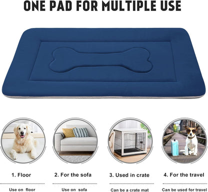 Luxurious Dark Blue Non-Slip Dog Bed - Large Crate Mat for Ultimate Comfort and Support