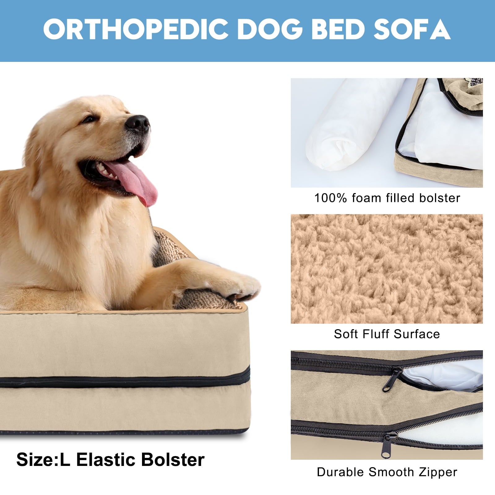 Ultimate Comfort Orthopedic Dog Bed - Supportive Sofa-Style Pet Bed with Washable Cover and Non-Slip Bottom for Small to Extra Large Dogs