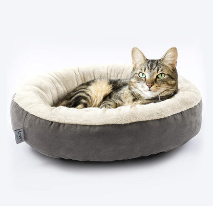 Indulge Your Pet with the Cozy Round Donut Cushion Bed - 20-Inch Soft, Anti-Slip & Water-Resistant Luxury for Cats and Small Dogs in Stylish Grey