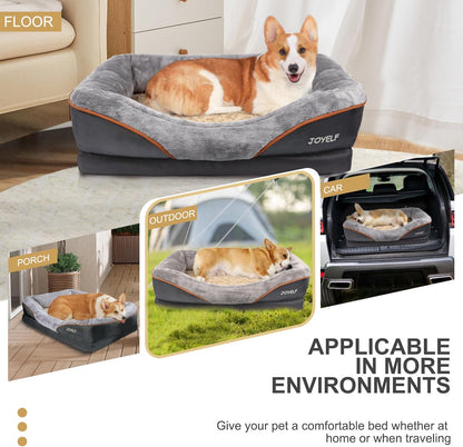 Luxurious Large Memory Foam Orthopedic Dog Bed with Removable Washable Cover and Complimentary Squeaker Toy