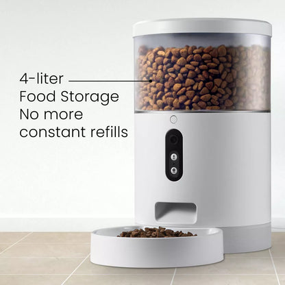 HOM Smart Pet Feeder - Tailored Automatic Feeding Solution for Cats and Dogs with App Control and 4L Capacity