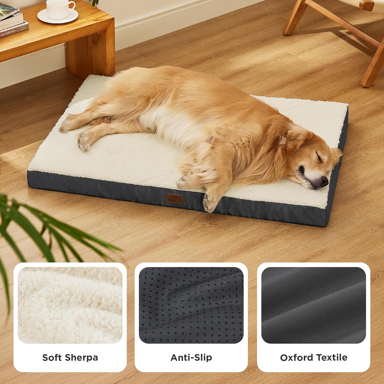 Bedsure Extra Large Orthopedic Dog Bed - Plush Sherpa Fleece with Washable Cover for Ultimate Comfort and Support for Dogs Up to 100 lbs